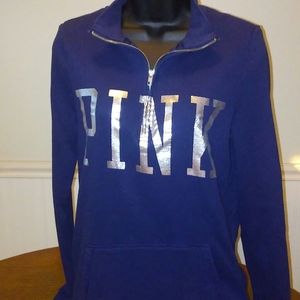Pink Syracuse Orange 3/4 zip pullover navy blue wi